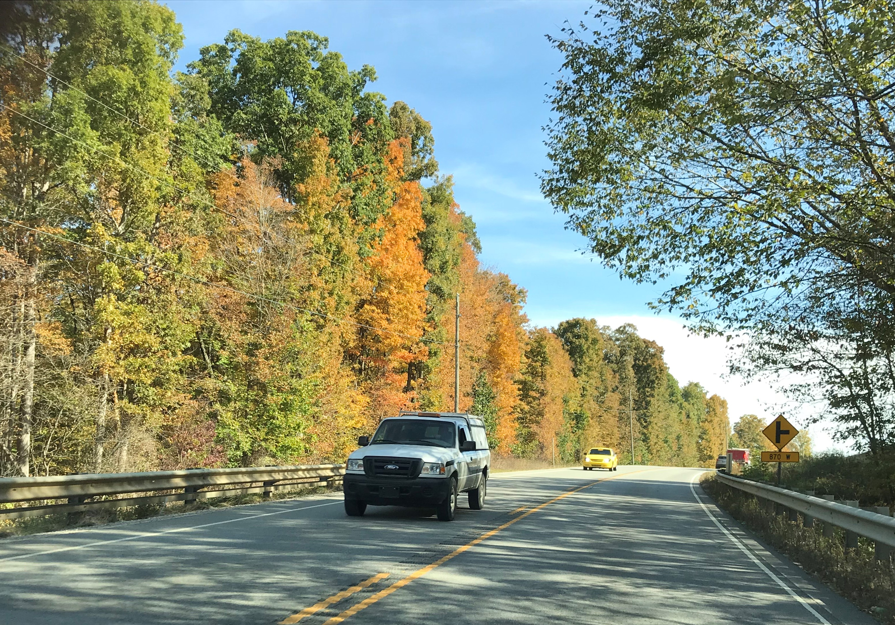 The Ohio leaves get even more orange as we head north.